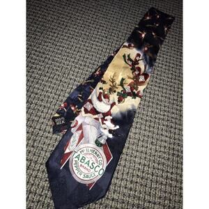 Tabasco Brand Santa Clause Train‎ Tie 100% Silk